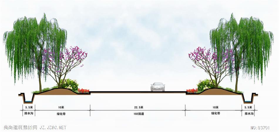 道路绿化断面图