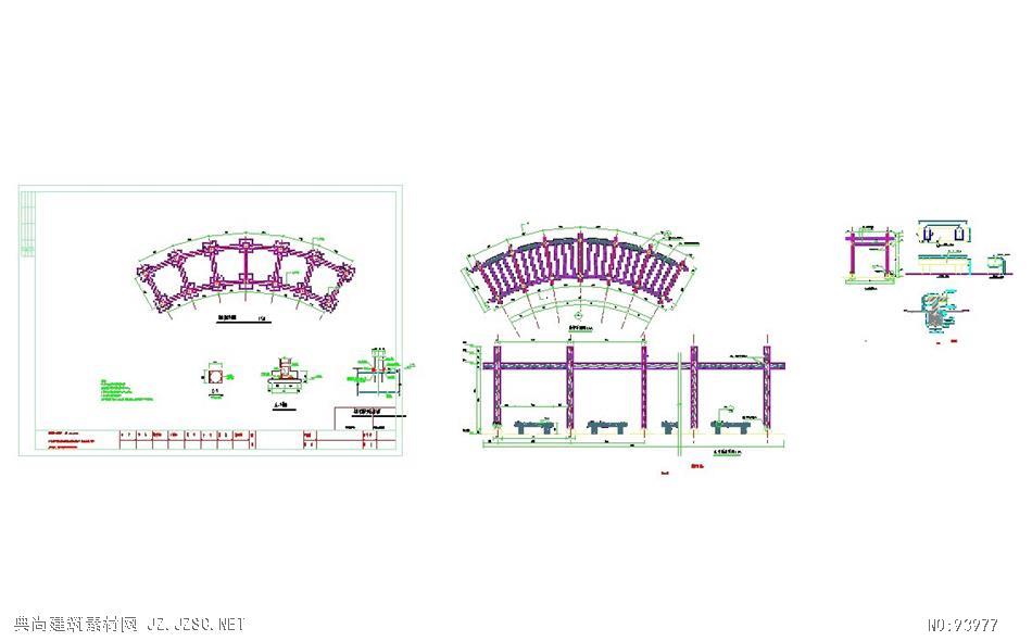 某公园弧形廊架施工图