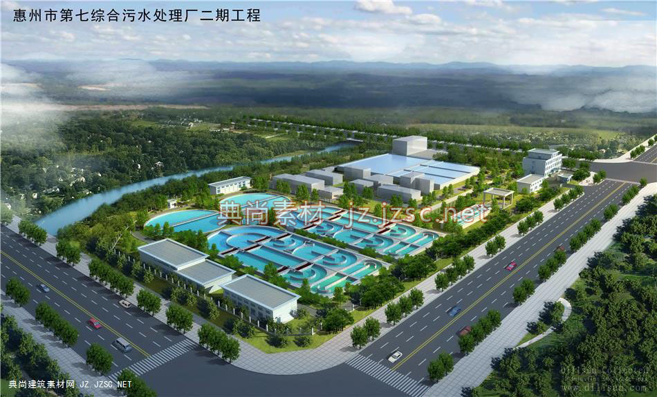 惠州污水处理厂鸟瞰图效果图