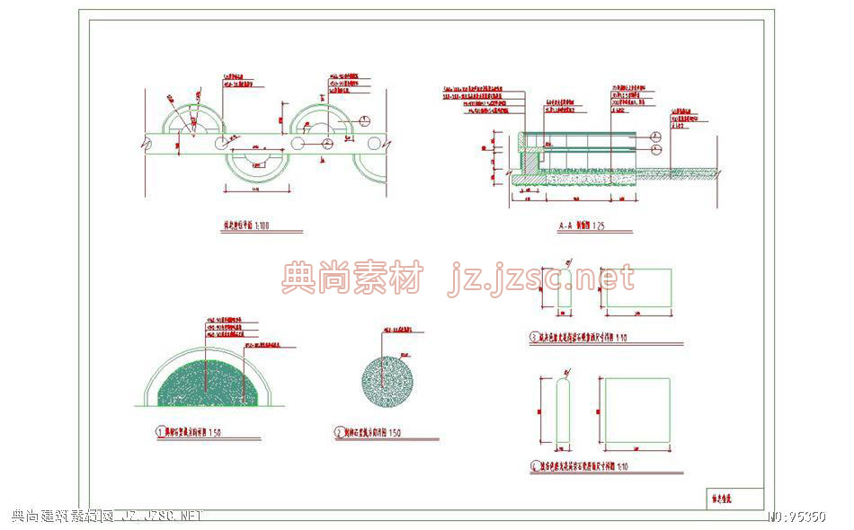 园林坐凳设计图纸