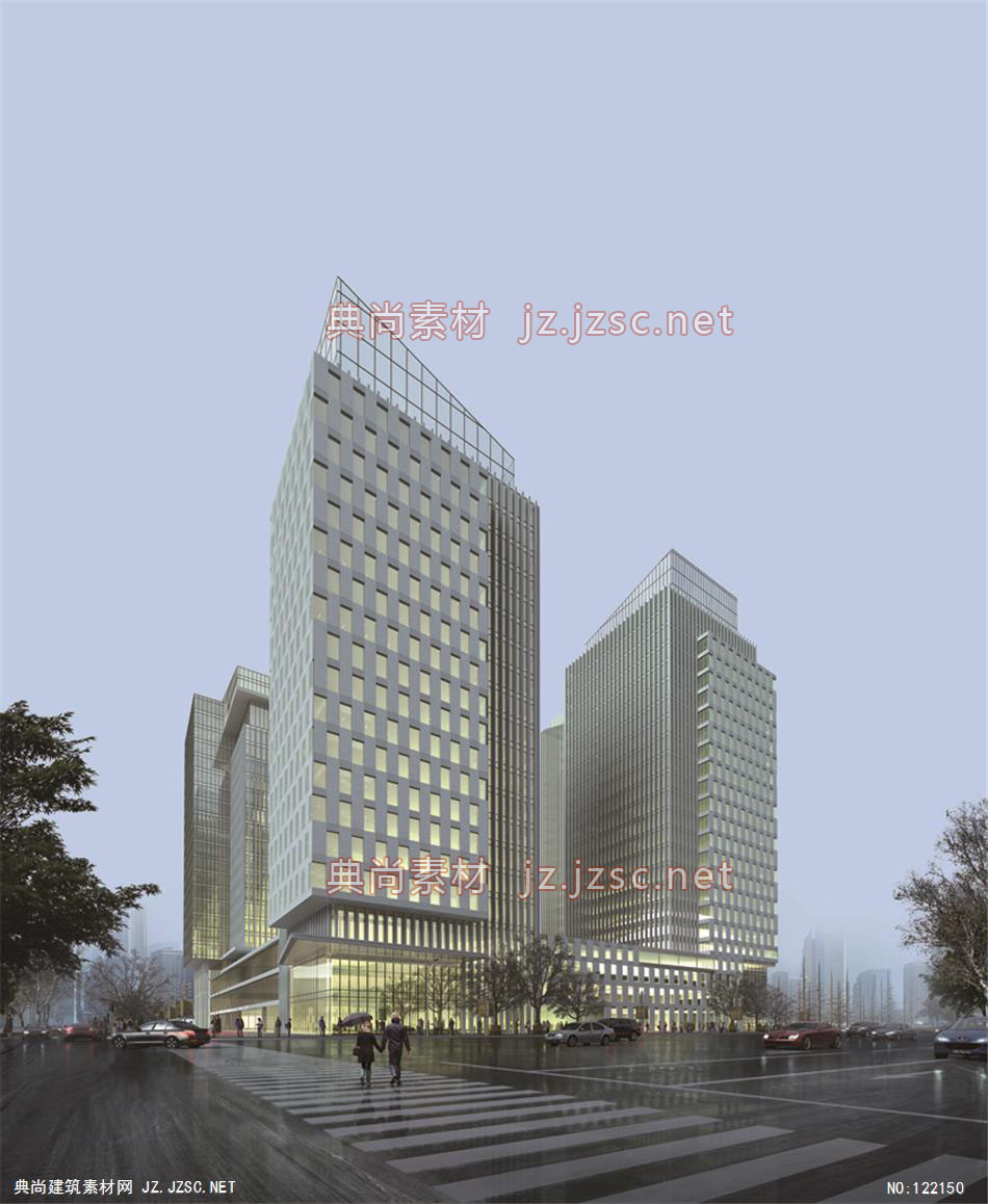 A济南商业综合体01 超高层办公建筑效果图
