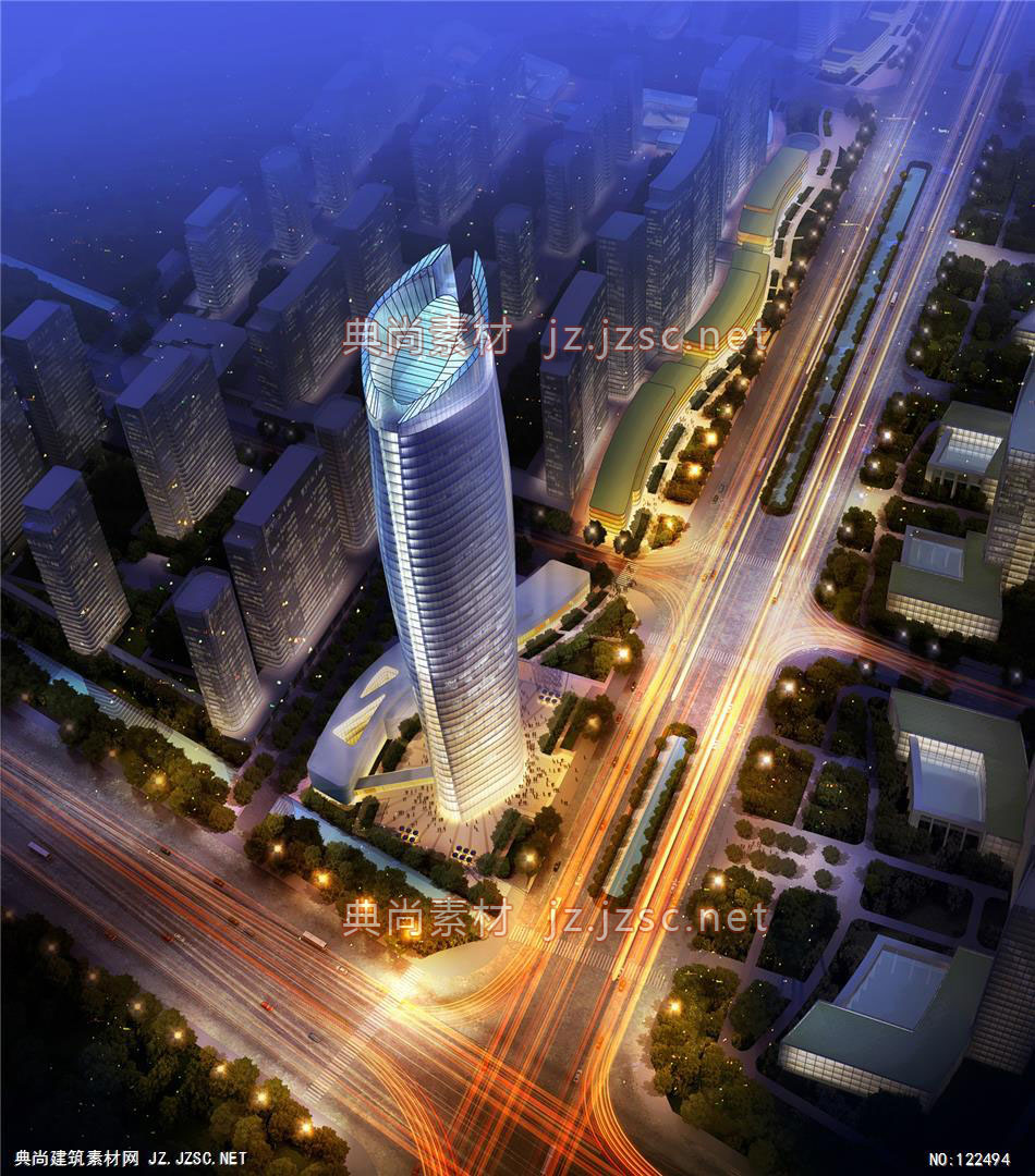 A瑞安城市规划01 超高层办公建筑效果图