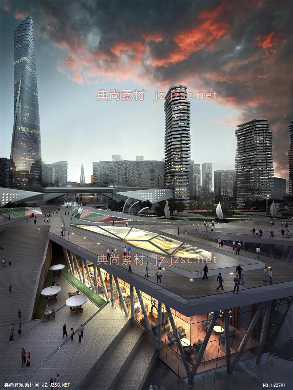 A重庆重钢项目01 超高层办公建筑效果图
