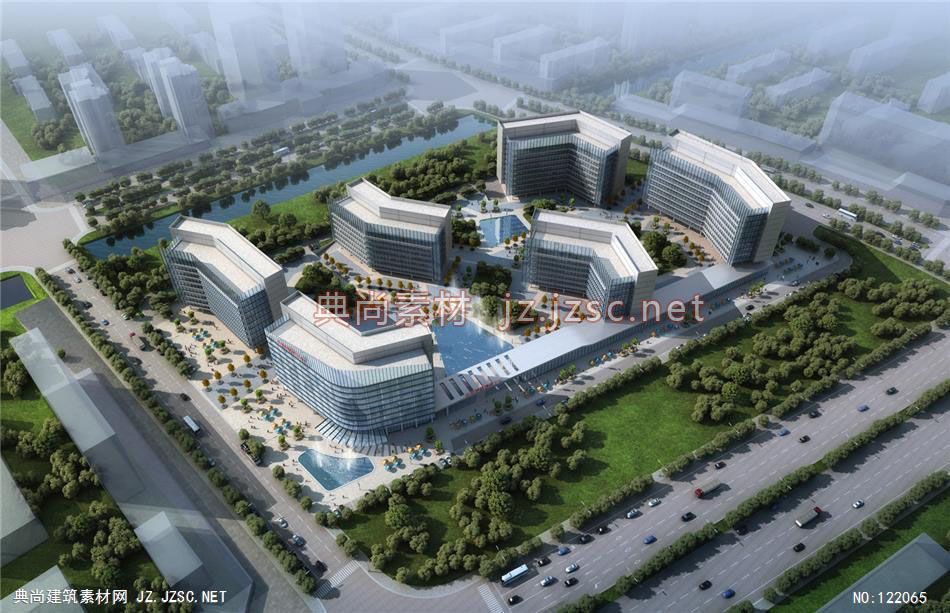 A邯郸钢铁物流交易中心01 超高层办公建筑效果图