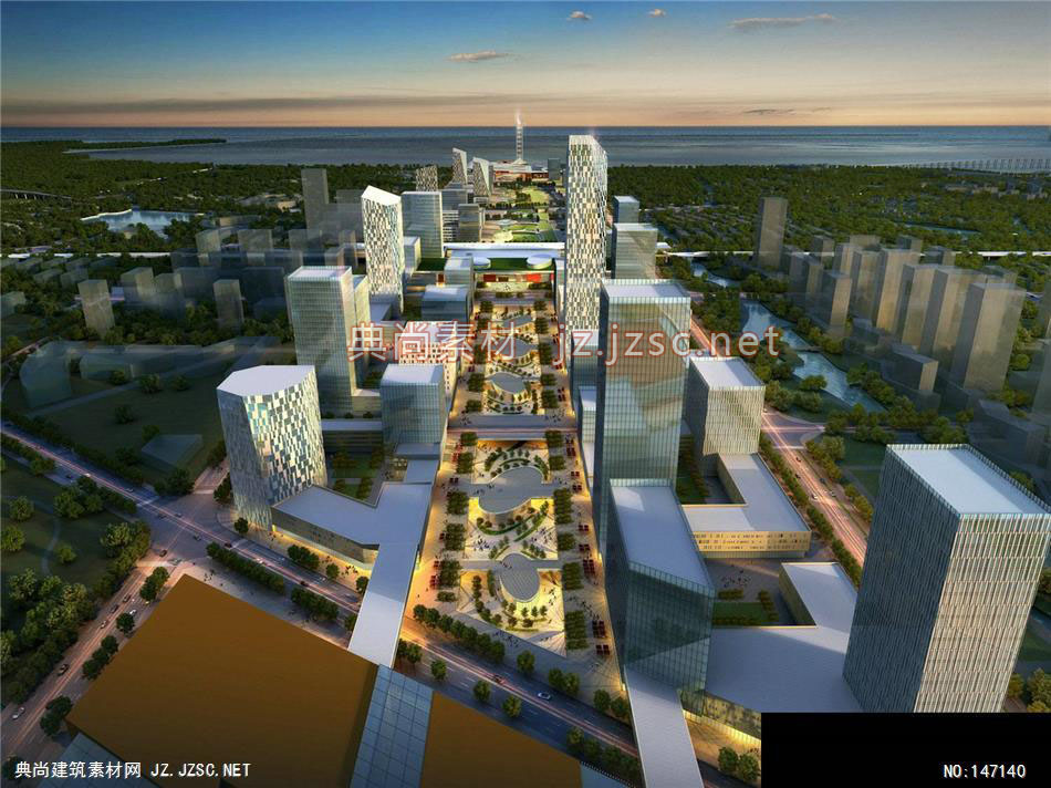 易工-长兴太湖新城核心区城市设计-6效果图-办公楼效果图办公建筑