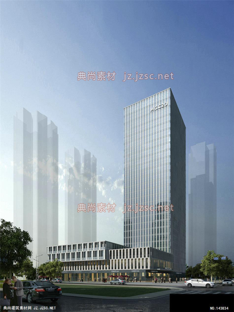 高层公建吴工办公楼1效果图-办公楼效果图办公建筑
