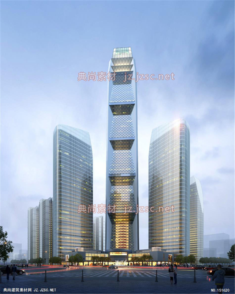台州-刚泰超高层01高层办公效果图+交通及医疗建筑效果图
