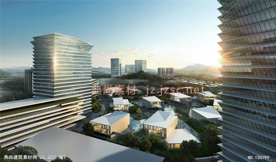 杭州富春硅谷高层办公效果图+交通及医疗建筑效果图