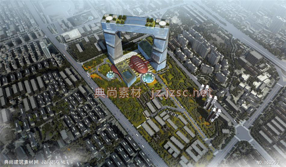 中联大楼新一轮方案01高层办公效果图+交通及医疗建筑效果图