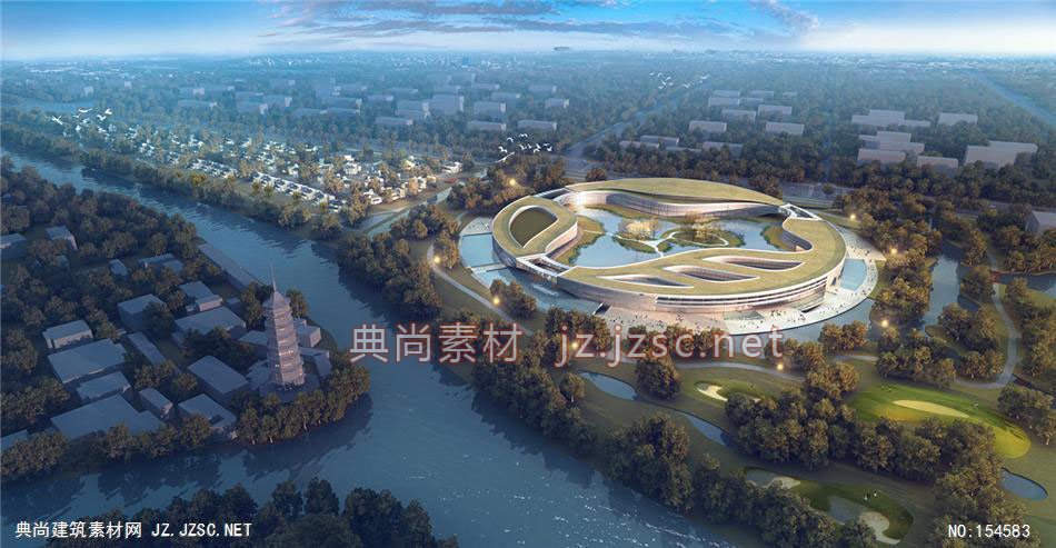 扬州国际展览中心03-规划效果图设计+文化建筑效果图