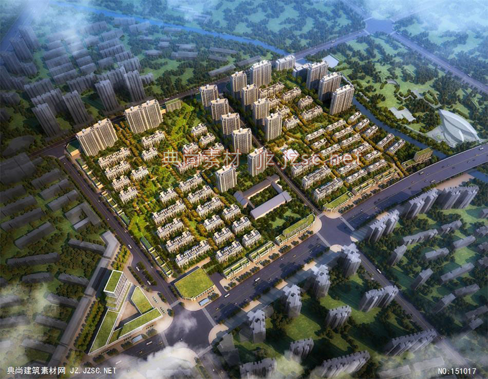 上海大华项目01 住宅建筑效果图 住宅效果图