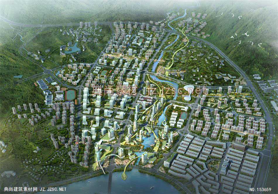 衡阳市酃湖公寓规划设计-规划效果图设计+文化建筑效果图