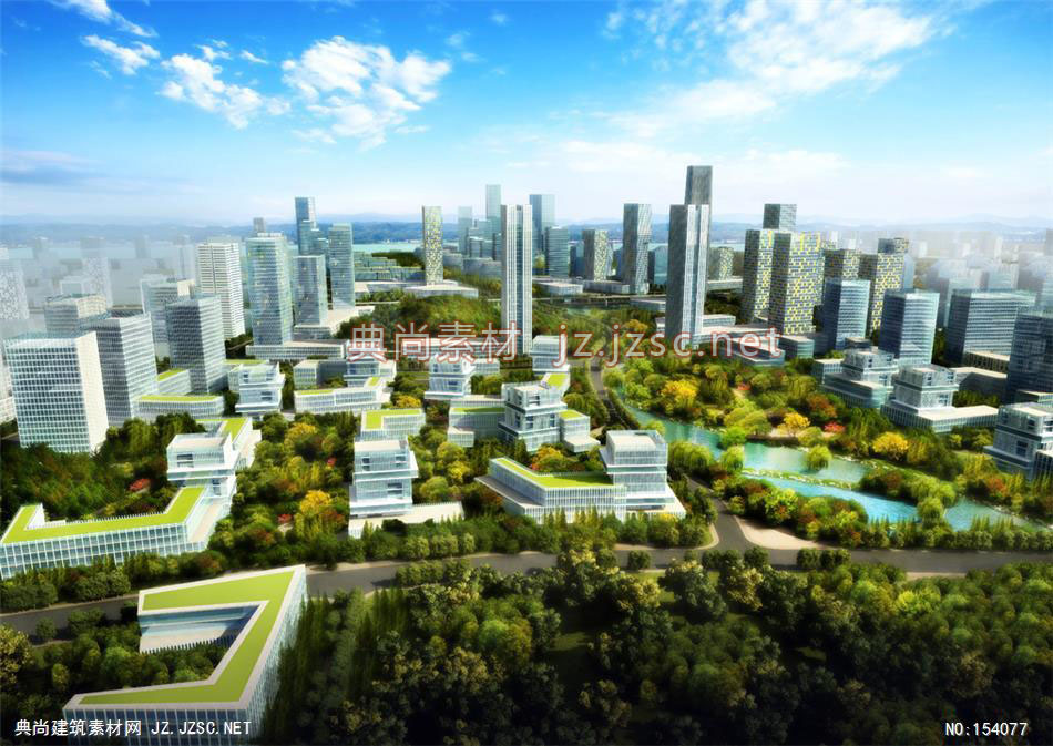 桐庐科技城概念性城市设计01-规划效果图设计+文化建筑效果图