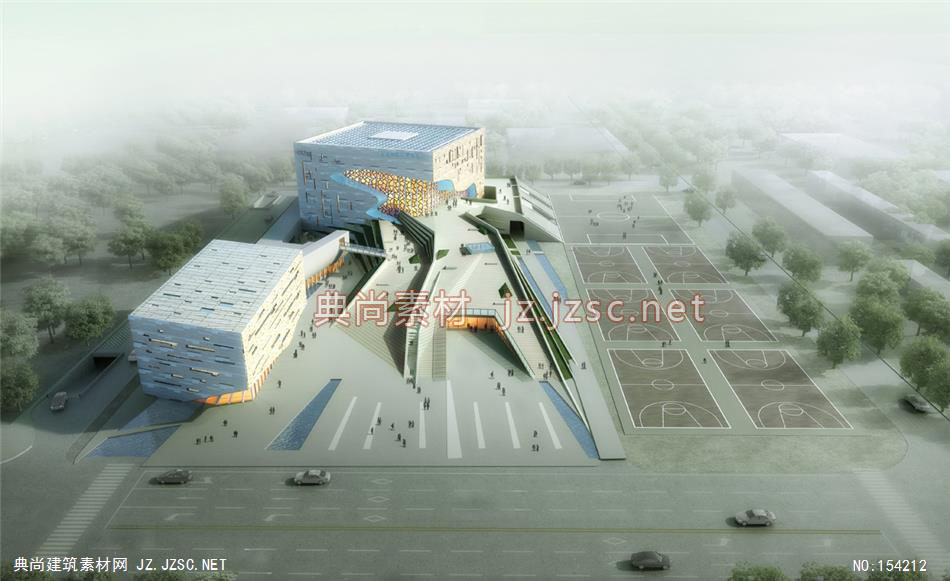新安文体中心-规划效果图设计+文化建筑效果图