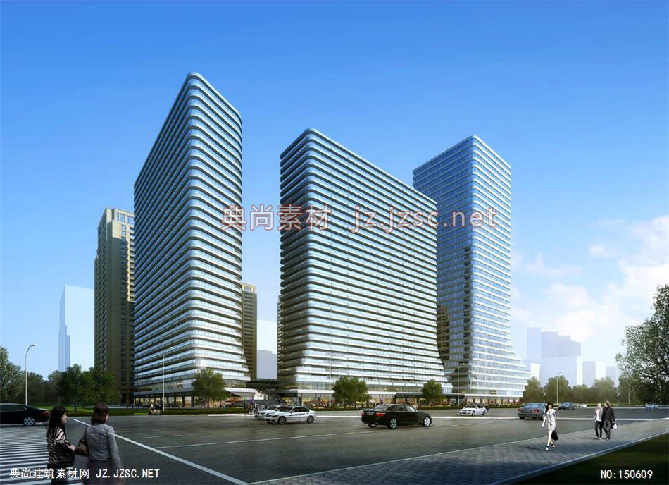 成都元华路项目01高层办公效果图+交通及医疗建筑效果图