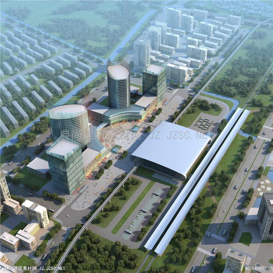 鸟瞰规划效果图05UN+---苏高城际站城市设计鸟瞰05